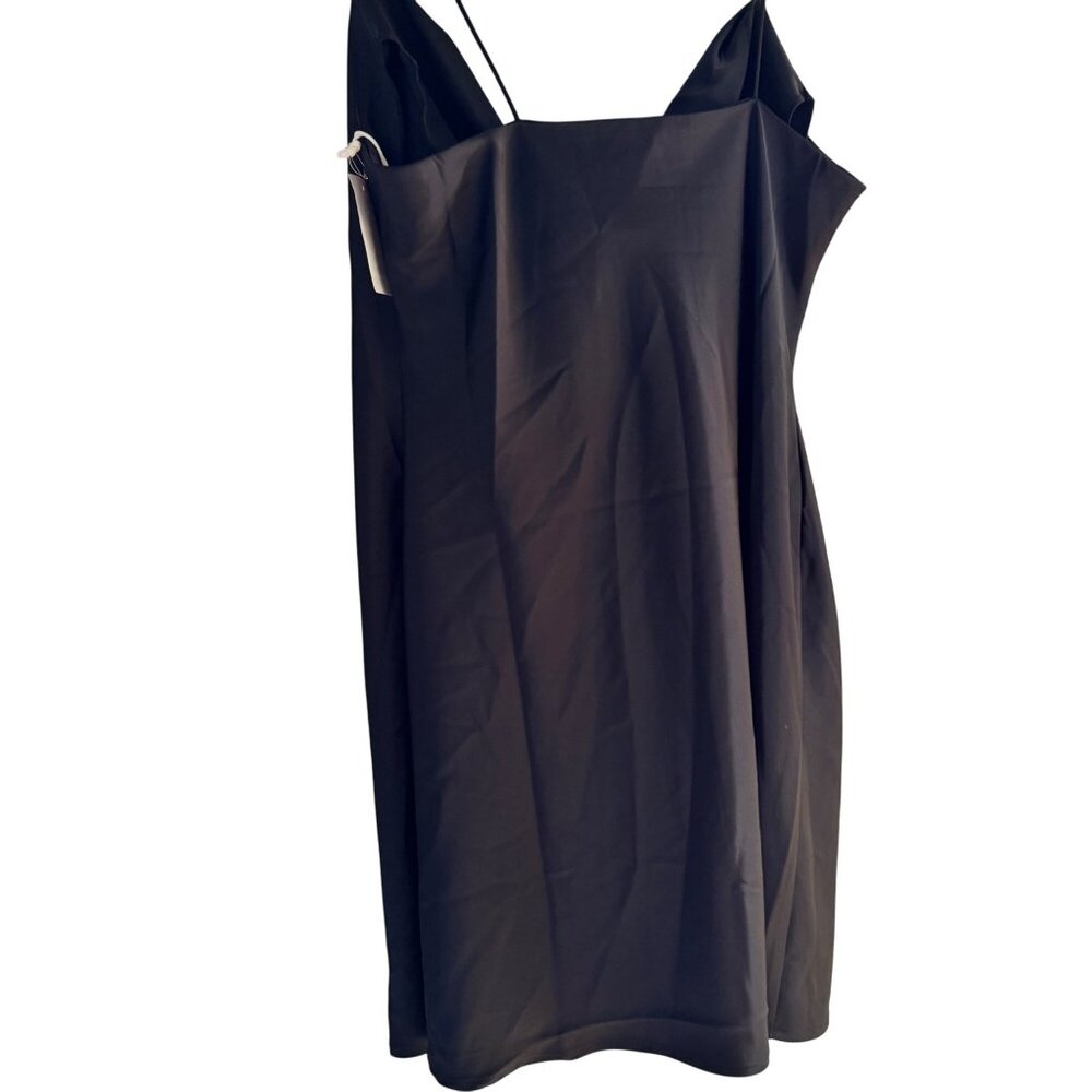 Good American Slip Dress Size 4 Black Cowl Neck Midi Adjustable Straps New Tags - Picture 8 of 10